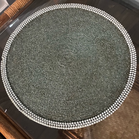 Pier1 Imports Vintage 15” Round  Beaded Placemat - Picture 2 of 5